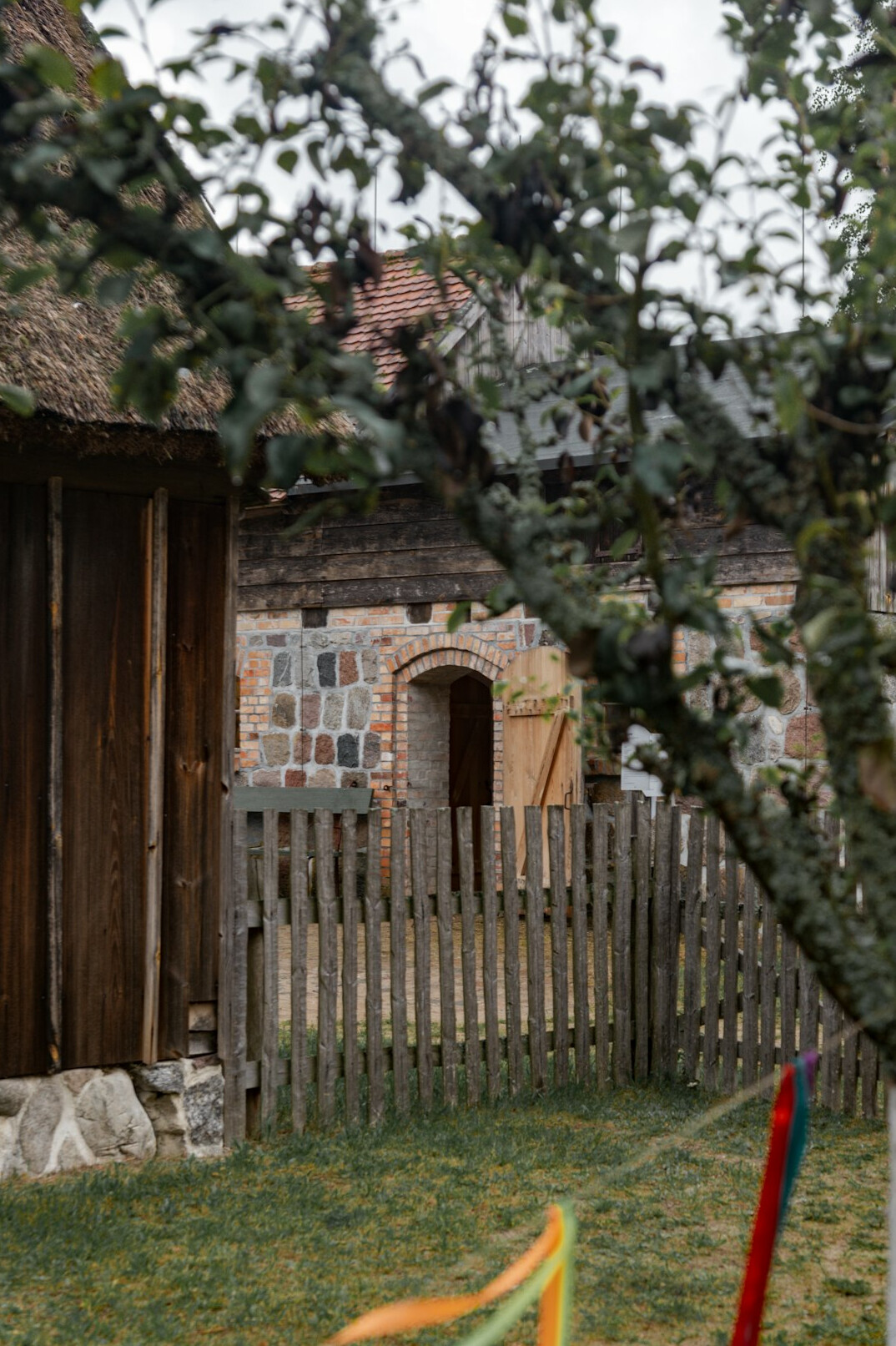 Children playing in a narrow street of a Polish village